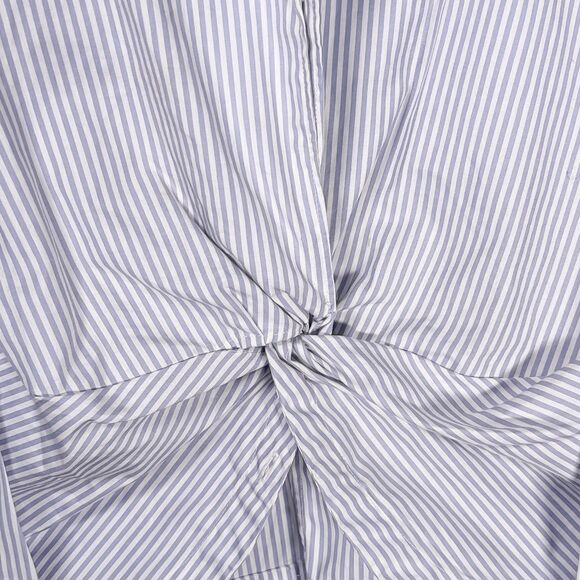 Talbots Women's Blouse 6P Blue White Striped Faux Wrap V-Neck Crop Top NWT * - Picture 4 of 9